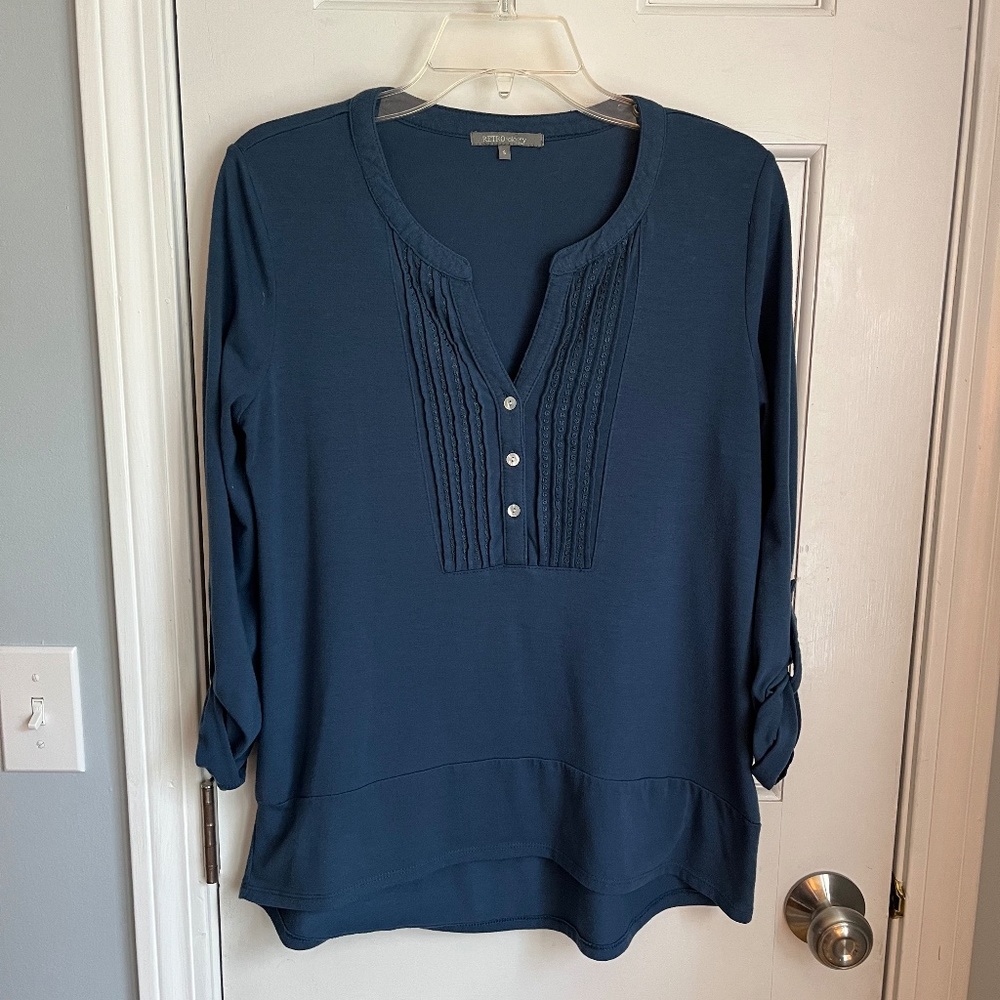 Blue 3/4 sleeve top.  Size S / Med